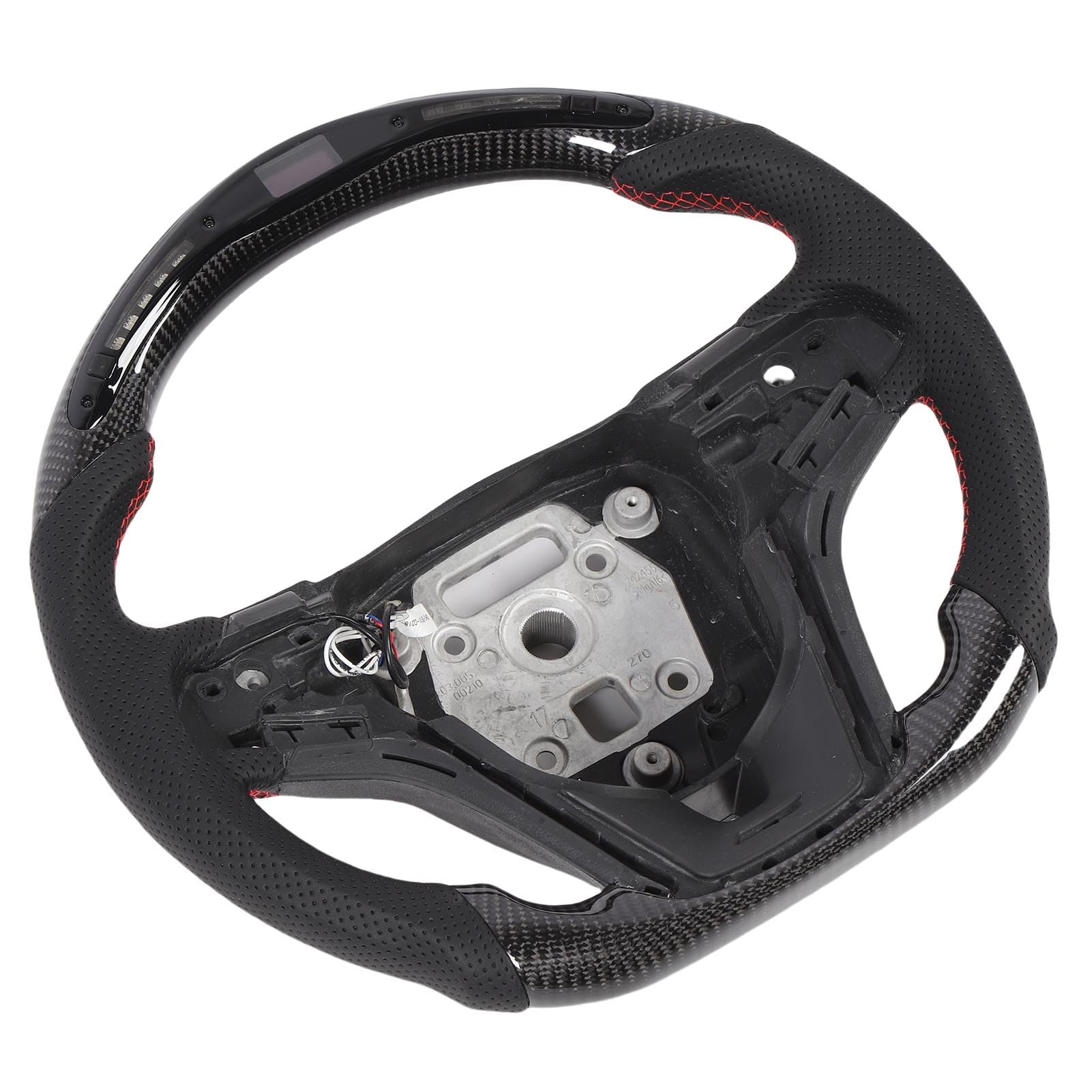 Rueda de volante de fibra de carbono real vacía con más de 20 datos de conducción y luces de giro personalizadas RGB para rendimiento de riel