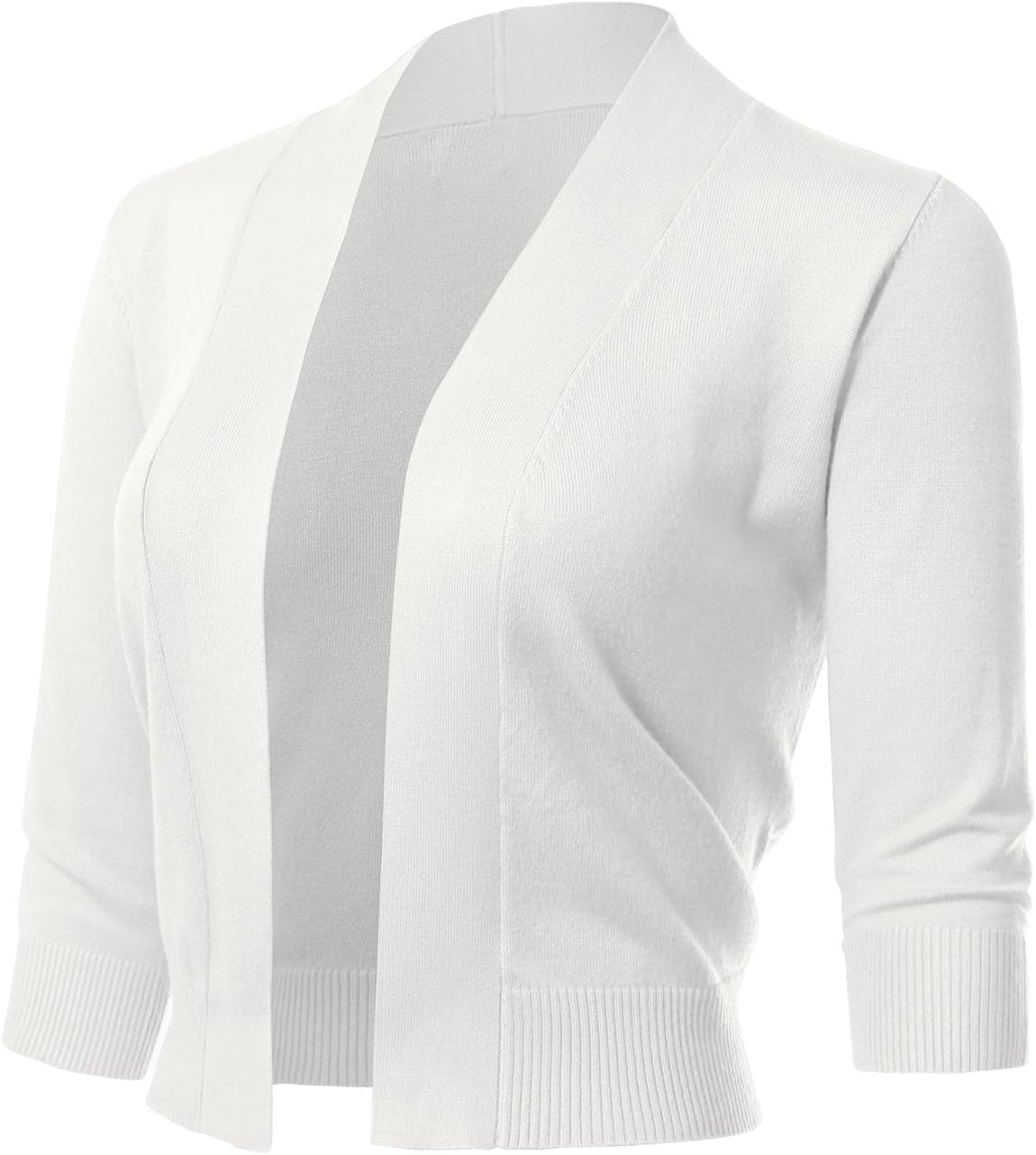 AllsenseWomen's 3/4 Sleeve Open Front Knit Cropped Bolero Cardigan Shrug Sweaters