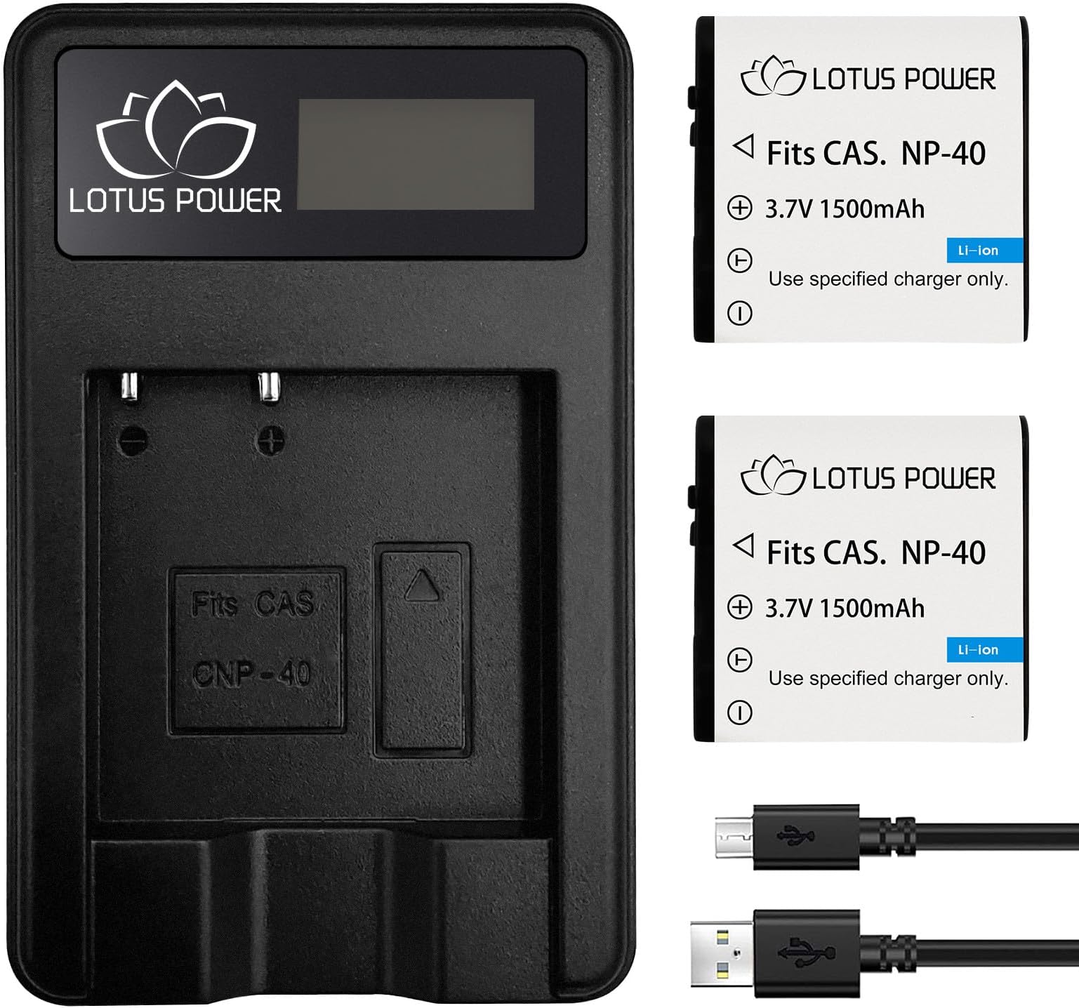 NP40 Batteries and Charger, LCD Intelligent NP 40 Charger & NP-40 Battery for Casio Exilim EX-Z750 EX-Z1000 / PIXPRO AZ521 / Pentax XG-1 Digital Cameras