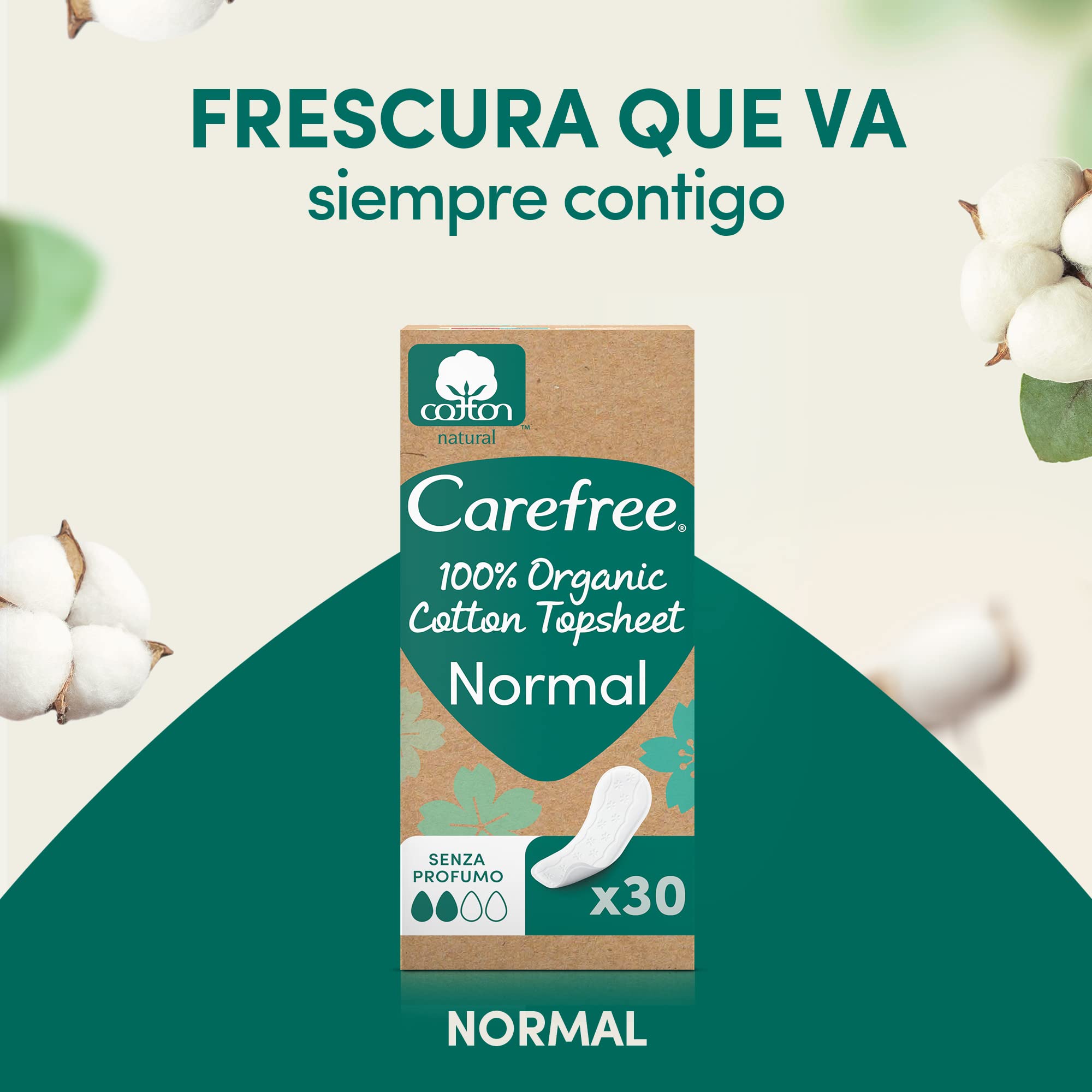 Carefree Protegeslips de Algodón Orgánico, Hipoalergénico y Transpirable, Normal, 30uds — view 7