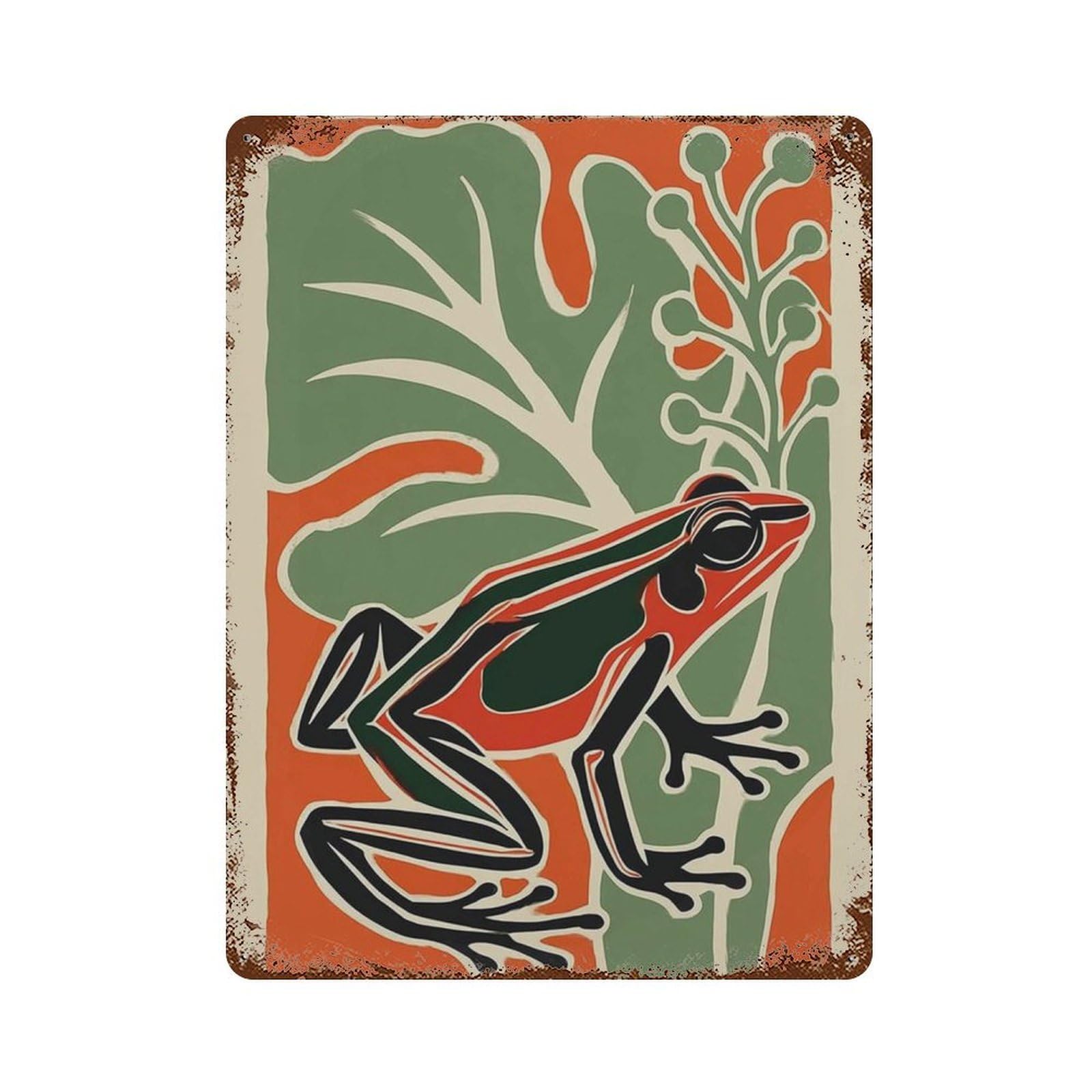 xiaoxiaoshen Frog Bold Jungle Modern Wildlife Colorful Botanical Work Tropical Wall Decor Art Metal Tin Poster Modern Home Decor Art Home Bar Shop Decorations Vintage Sign 40x30cm