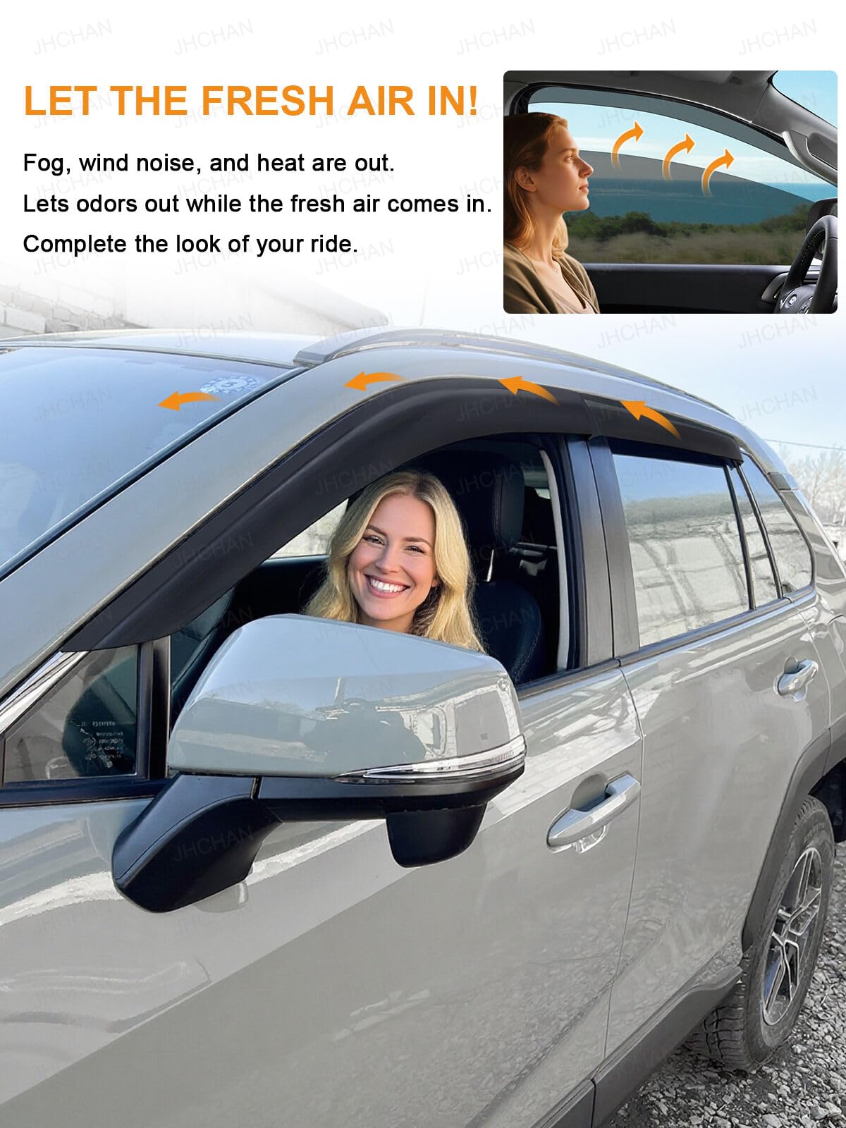 Déflecteurs d'air | Compatible avec : Toyota Land Cruiser Prado J250 (2024-2026) Accessoires MK5 4 pièces | Protection contre le vent, la pluie et le soleil, installation facile, teintées
