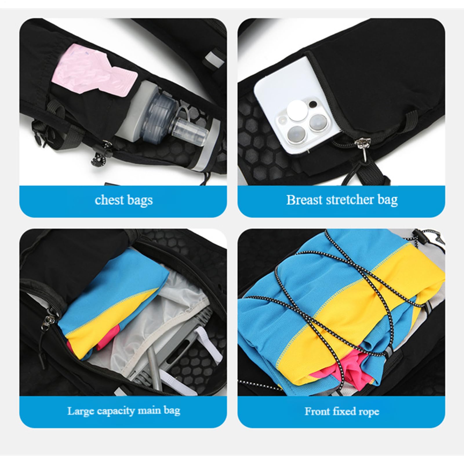 Sac à dos d'eau pour la course, sac à dos à courir | MARATHONERER RACKE WATER DAYPACK - Pack multi-fonctions réfléchissantes pour randonnée des sentiers de randonnée des marathons de course à cyclisme