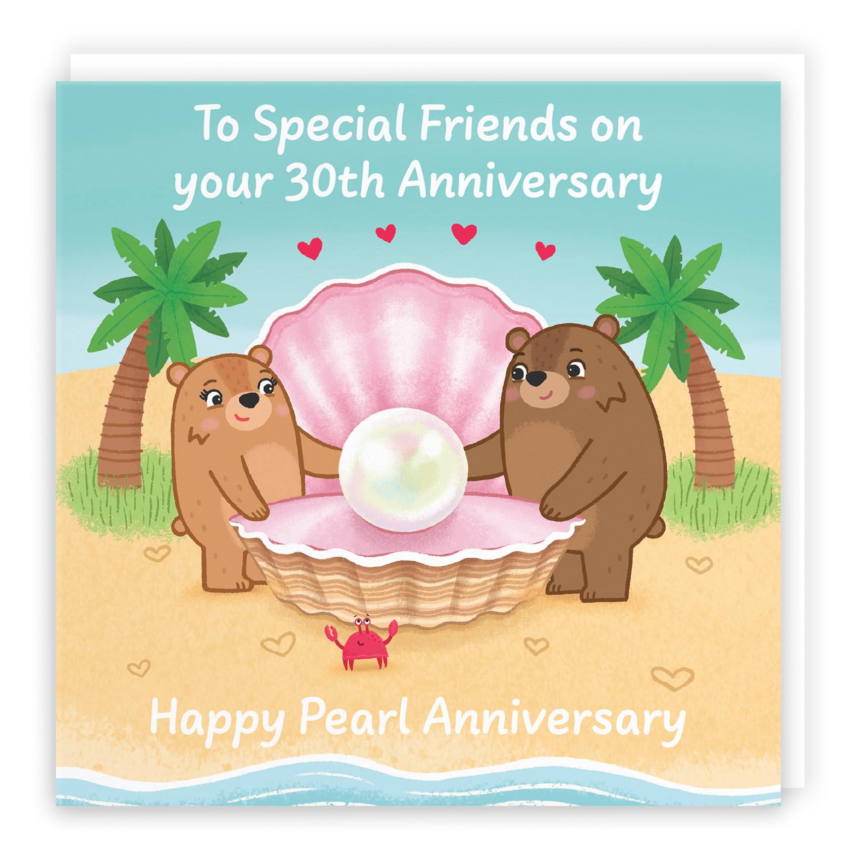 Hunts England - Special Friends 30th Anniversary Card - Pearl Anniversary - 30 Years - Cute Fun Bears Card - Love Story Collection