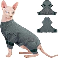 Pulover pentru pisici Sfinx Hjyokuso, costum salopetă cu patru picioare, moale și respirabil, gri, M 1