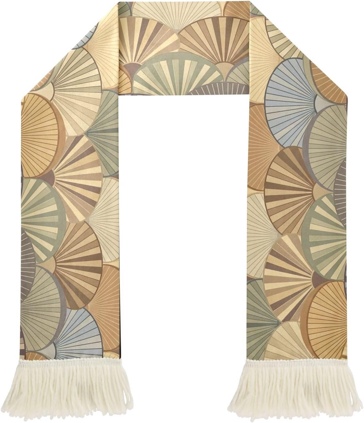 CHIFIGNO Beige Tan Khaki Leaf Sports Fan Scarf for Games, Quick Dry Polyester Fabric for Wiping Sweat with Team Spirit Fringe