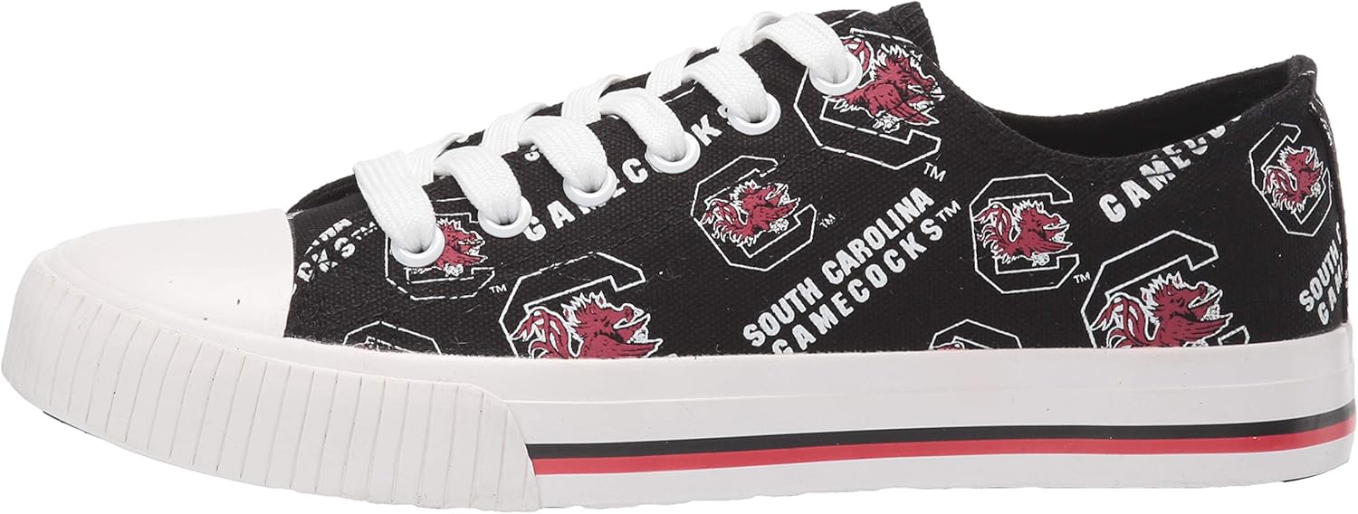 FOCO Womens NCAA College Team Logo Repeat Print Fashion Low Top Canvas Sneakers Shoes