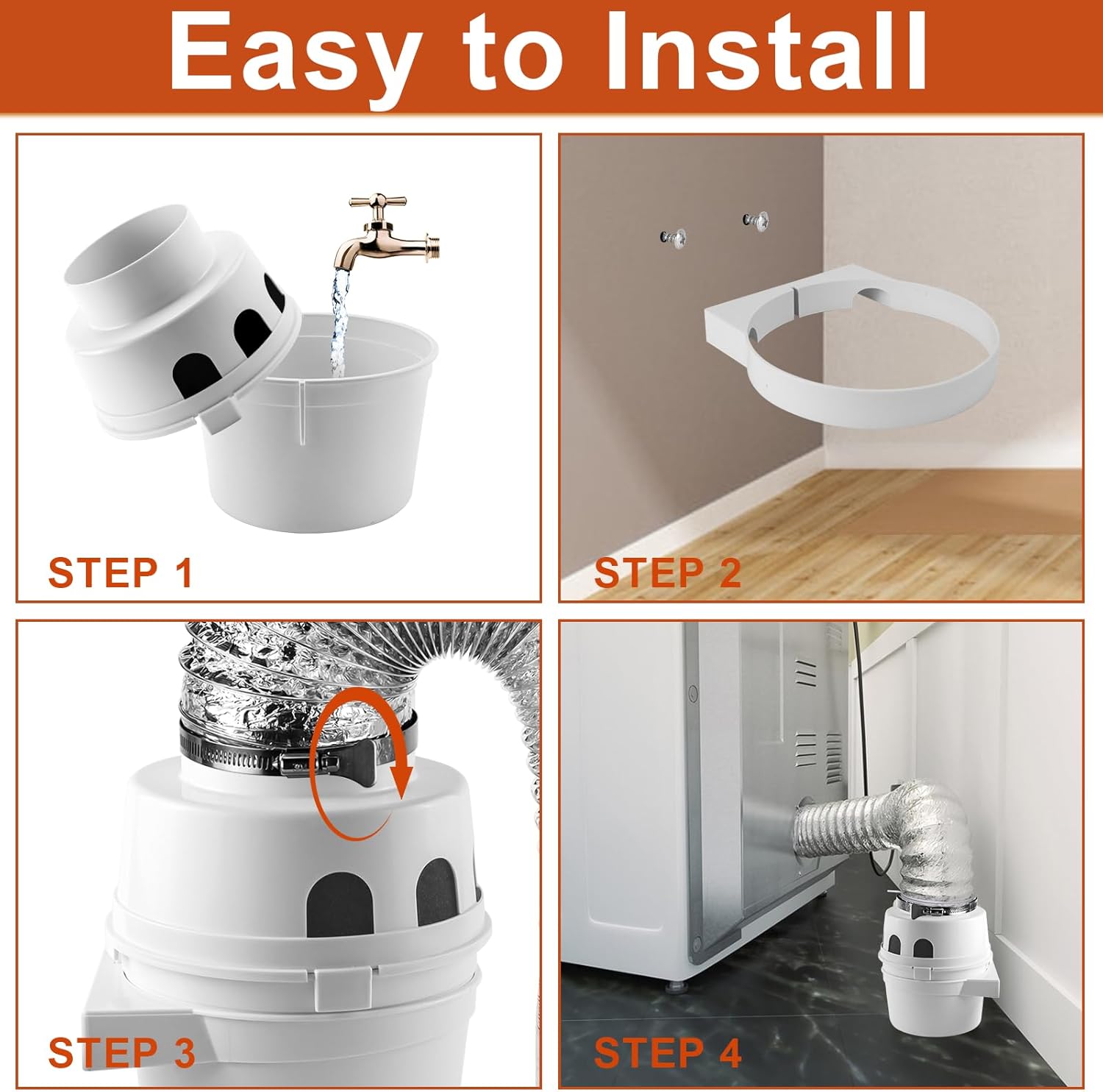 【UPGRADED】TDIDVKZW Indoor dryer vent kit 10 Feet 3 In 1 Filter Bucket with 4 Inch Proflex Ducting Hose for Electric Dryers by Cenipar