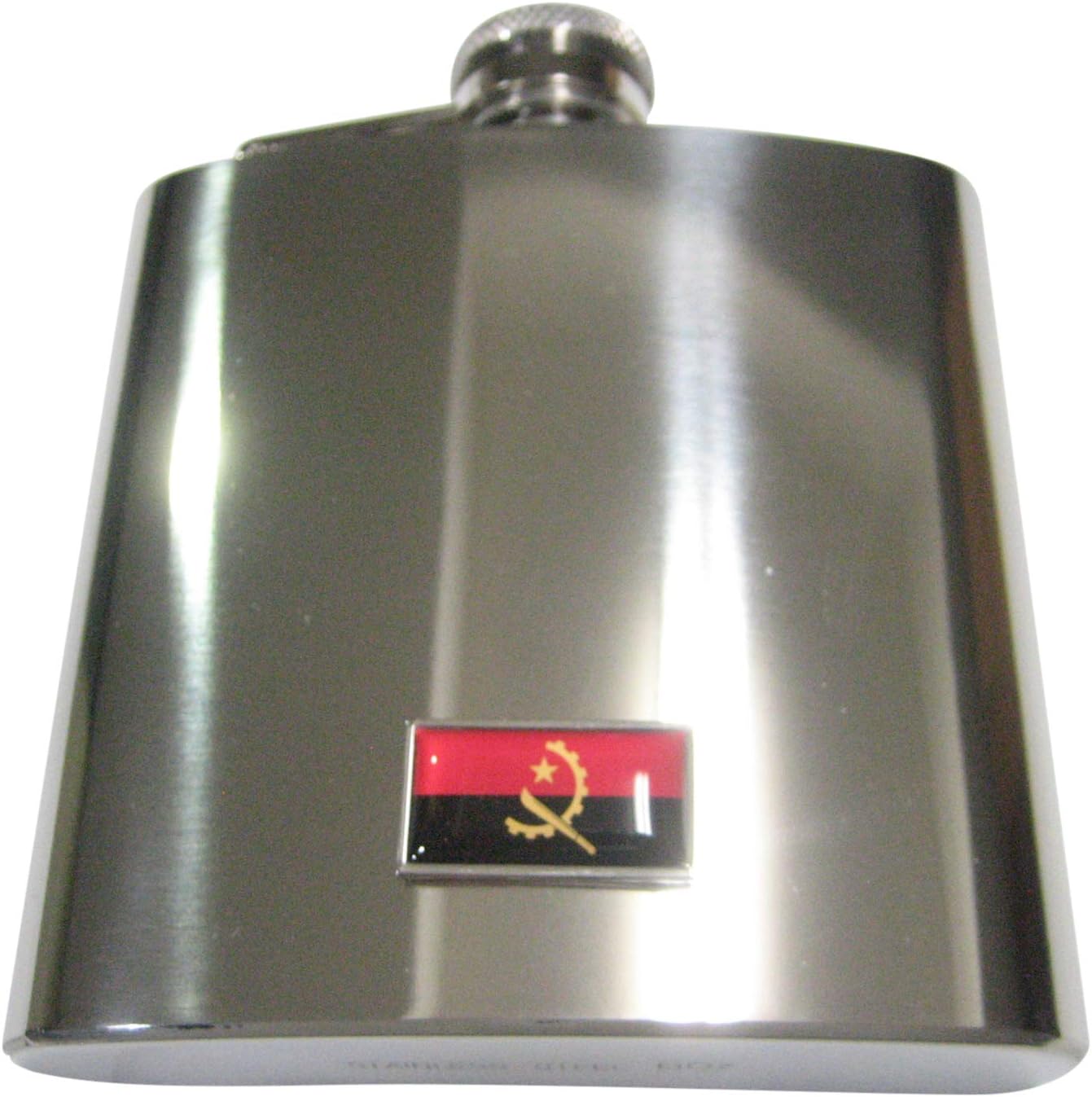 Kiola Designs Thin Bordered Republic of Angola Flag 6 Oz. Stainless Steel Flask