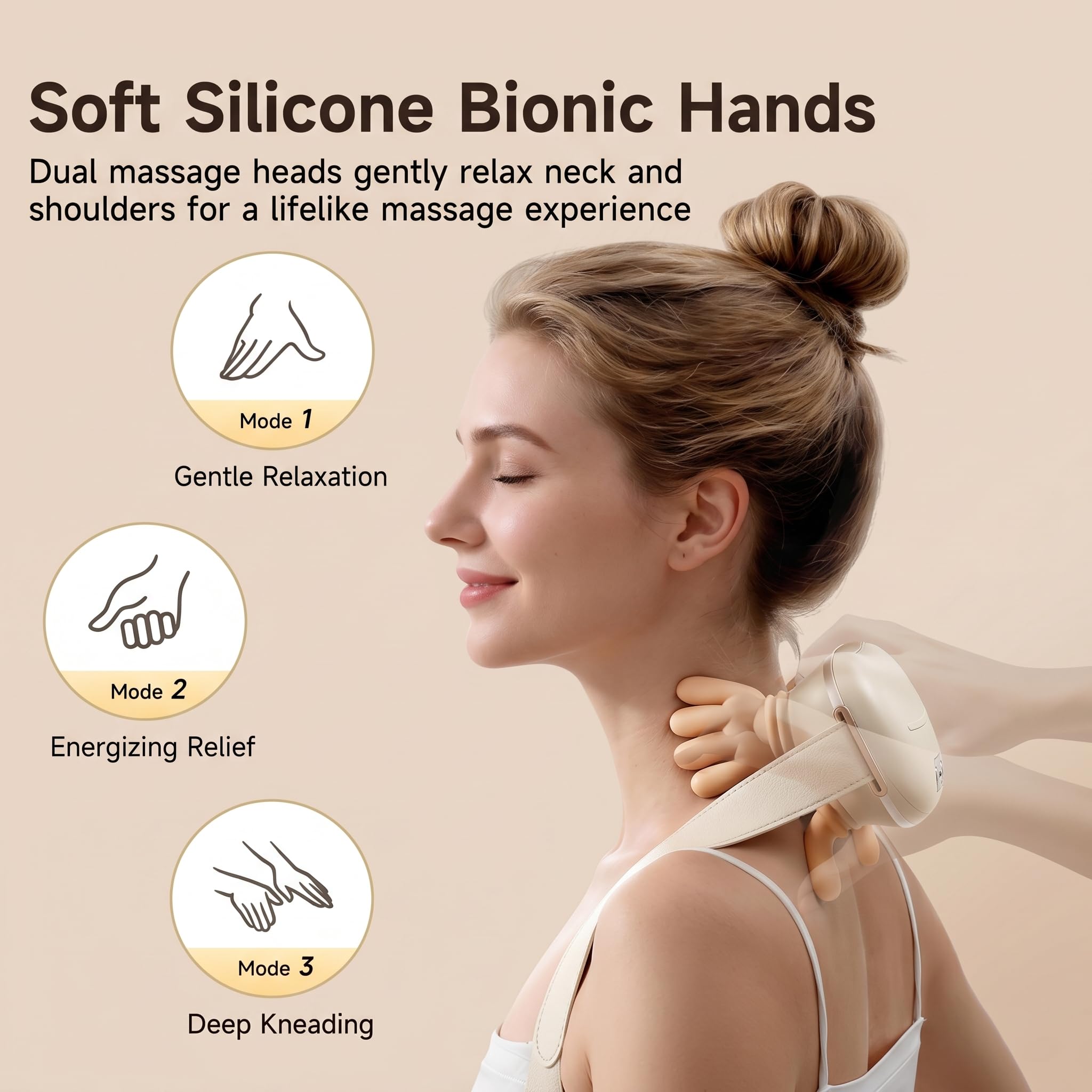 Masajeador De Cuello 4D Inalambrico, Masajeador Cervical Con Calor 2 Niveles, Recargable USB-C para Casa, Oficina y Viajes, Regalo para Mujeres, Hombres mamá y Papá