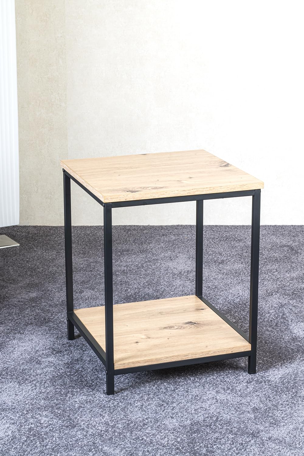 HAKU Tavolino in rovere chiaro, nero, MDF, metallo, tavolino da salotto piccolo - Dimensioni: L 40 x A 50 x P 40 cm Stile: Moderno