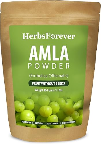 Amla Powder  Phyllanthus Emblica, vitamina C y antioxidantes, apoya la inmunidad saludable, sin OMG, vegano, 454 GMS  Superalimento natural para el