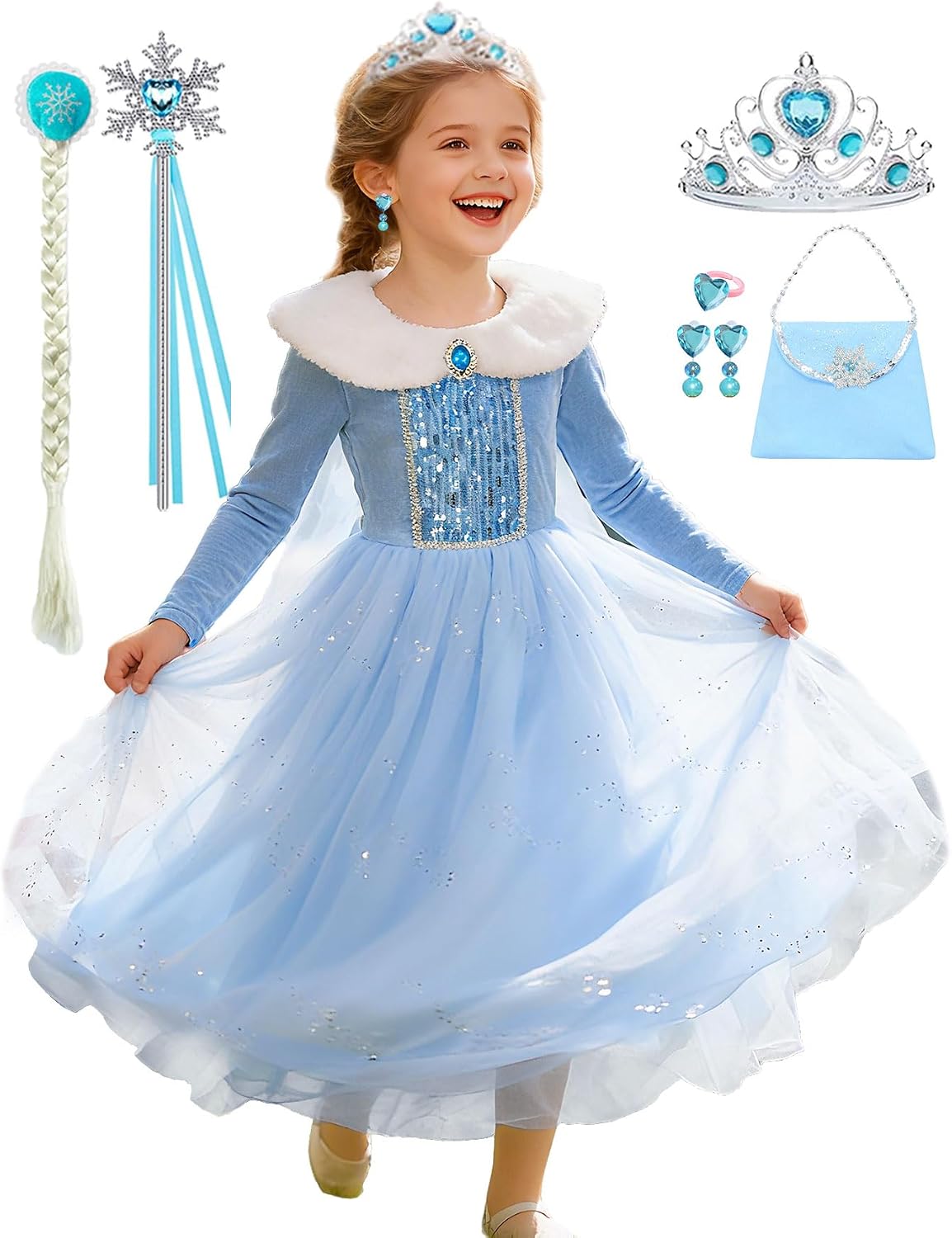 Disfraz Princesa Invierno Azul para Niñas 6-7 años