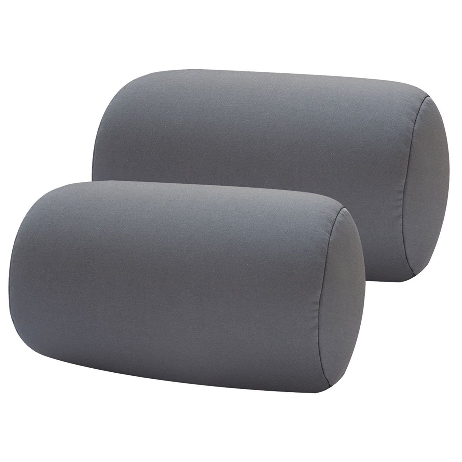 Bookishbunny 2pcs Micro Bead Roll Pillow Cushion for Bed Back Neck Head Body Support, 13" x 7", Various Designs (Dark Gray)