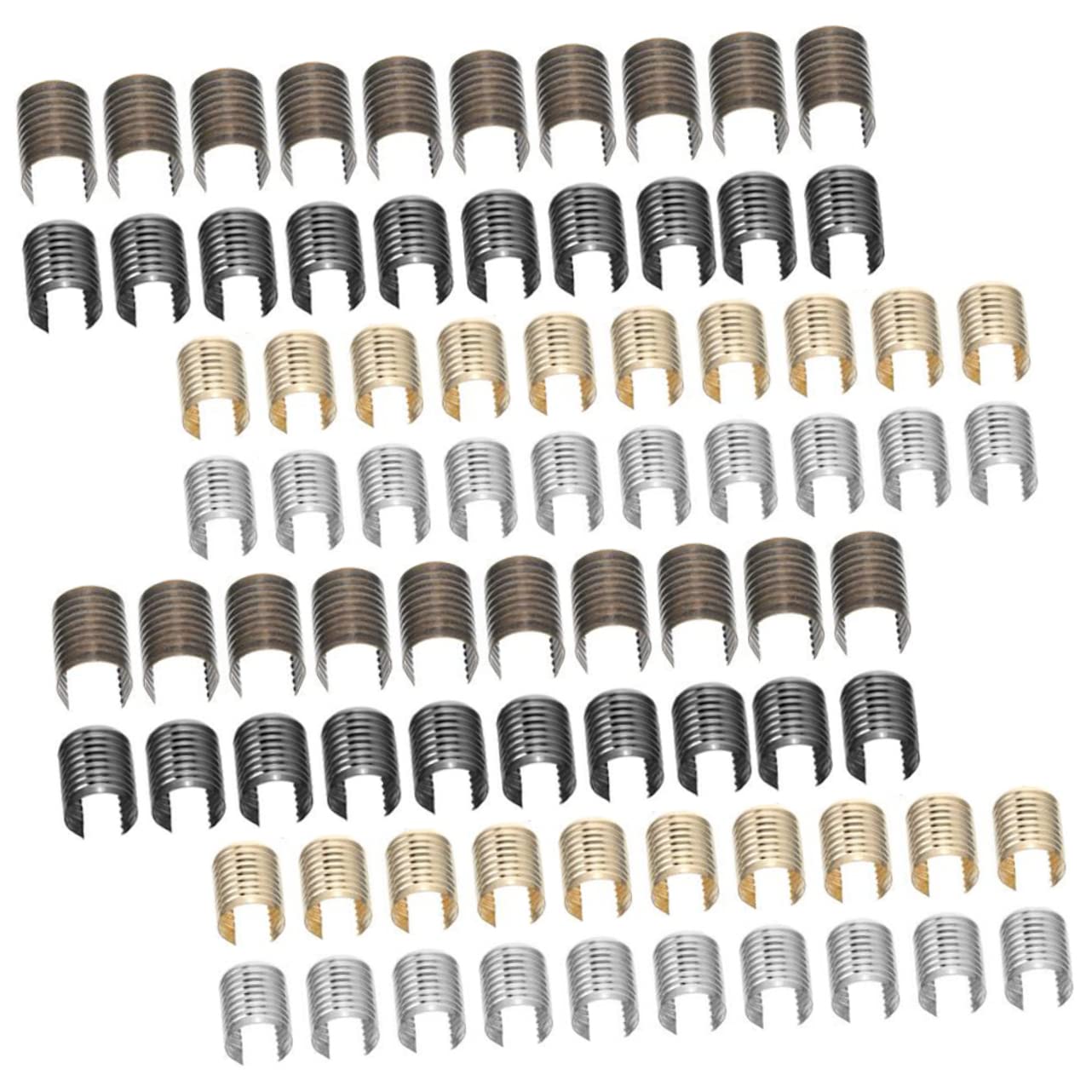 HAPINARY Folding Leather Rope Fastener Clips 160pcs Macrame Cord Crimp Clip Tassel Fixing Iron