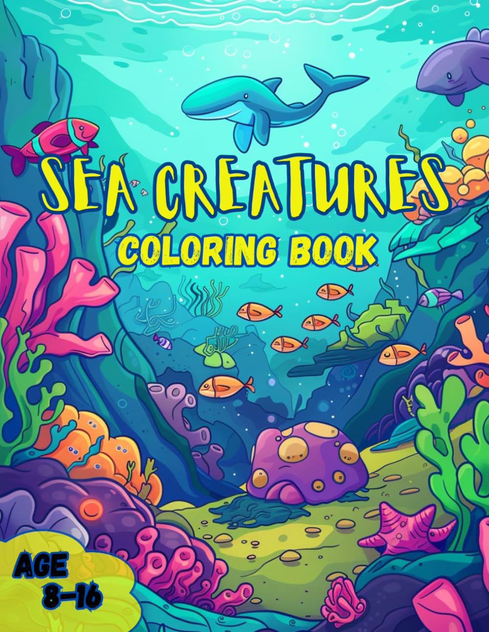Sea Creatures Coloring Book: Amazing Activity Book for Kids Age 8-16