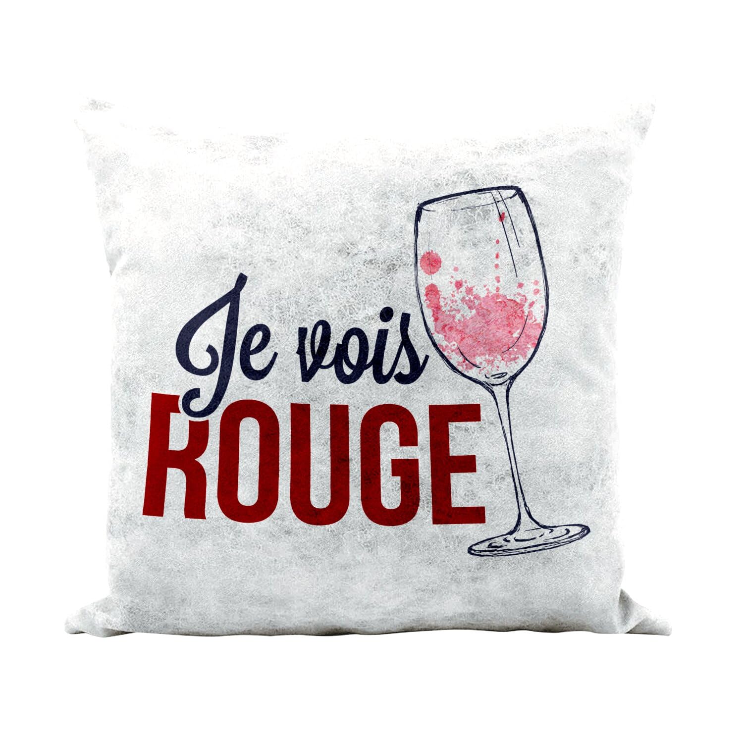 Coussin similicuir blanc 40x40 idée cadeau humour vin original