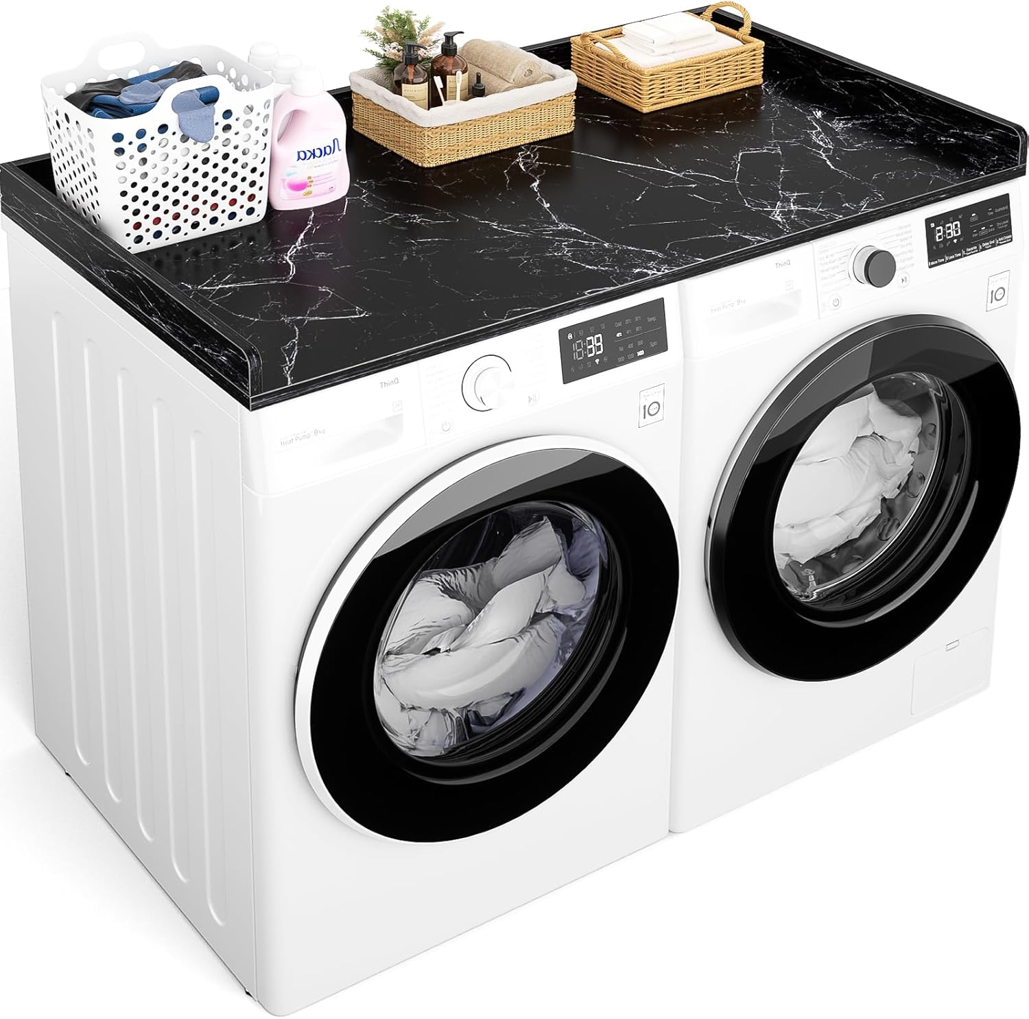 Aheaplus washer dryer countertop for laundry room organization black