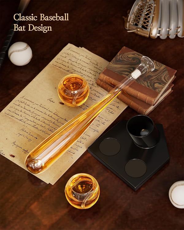 Kollea Baseball Bat Whiskey Decanter Gift Set with 2 Glasses by Kollea - Used condition - Image 3