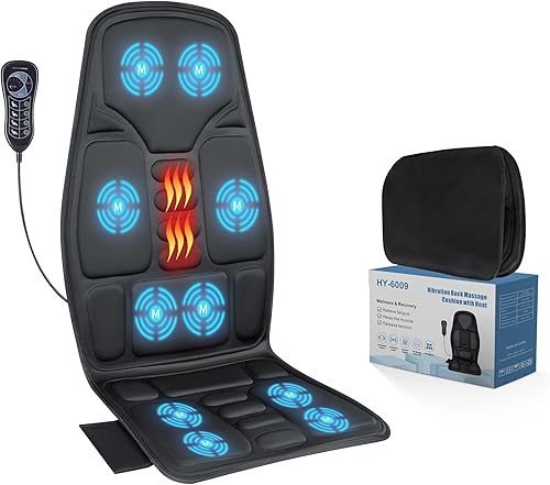 Almohadilla para silla de masaje de espalda, masajeador de espalda con calor, cojín de masaje de asiento con vibración de tejido profundo,