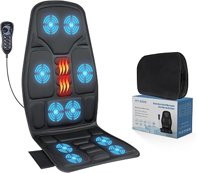 Sotion Seat Massager, Vibrating Back Massager for Chair Massage Cushion, 10 Vibrations to Relieve Stress and Fatigue for Back, Shoulder and Thighs