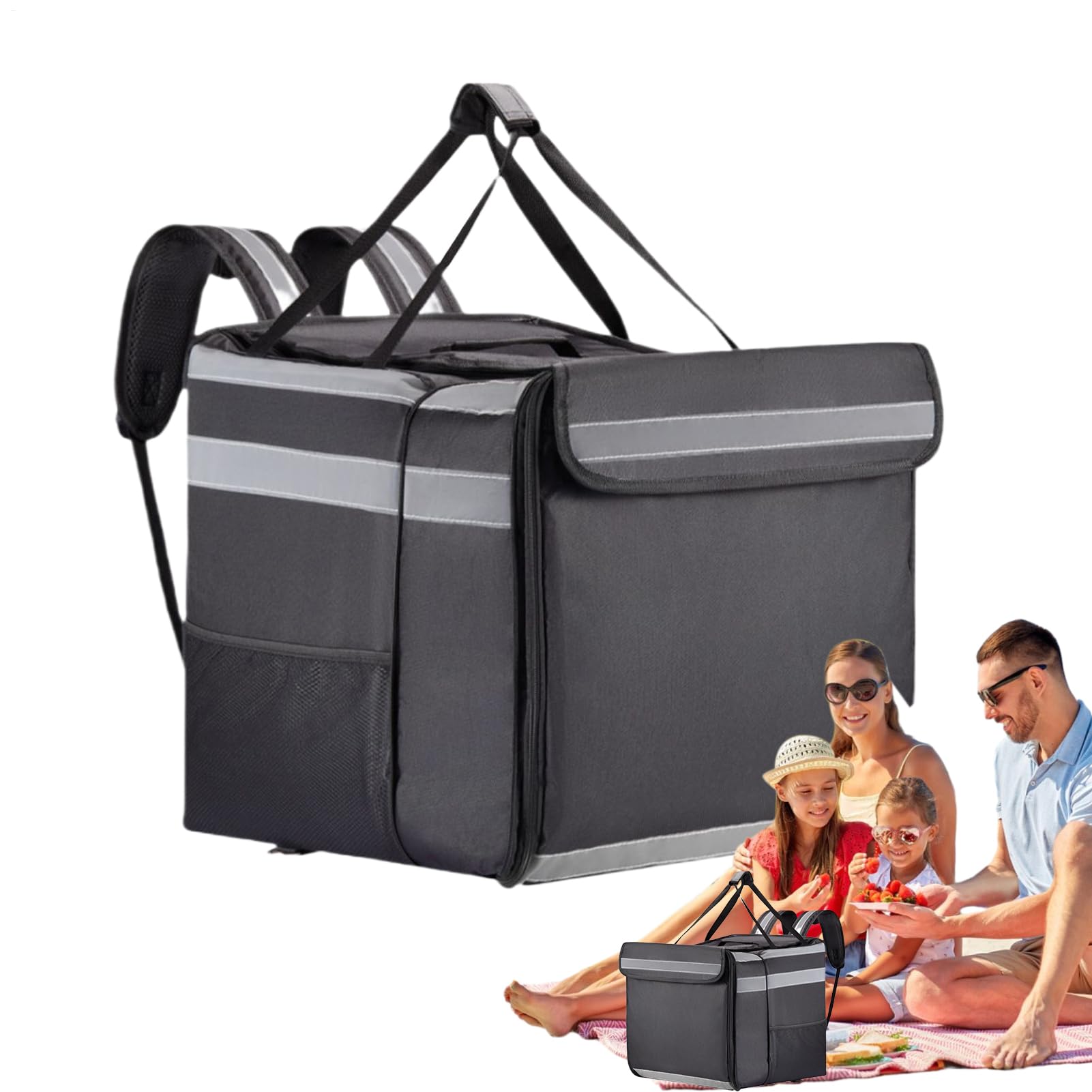 Pizza Delivery Bag, Pizza Carrier Mochila para Llevar aislada expandible | Transportista de alimentos de servicio pesado, almacenamiento de aislamiento de comestibles térmicos reutilizables