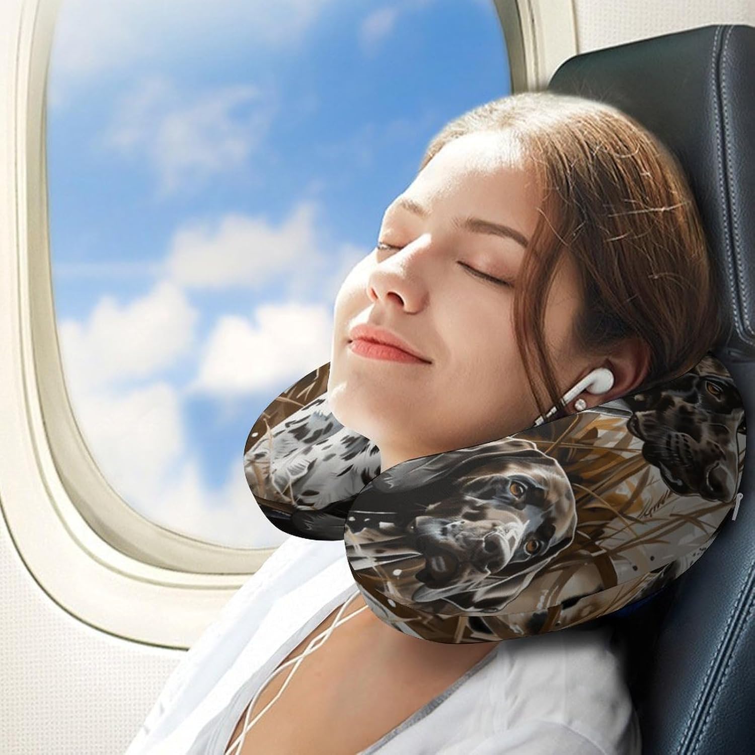 German Shorthaired Pointer Dogs Ducks Funny Travel Pillow U Shaped Memory Foam Neck Pillows Portable for Flight Car Home Office