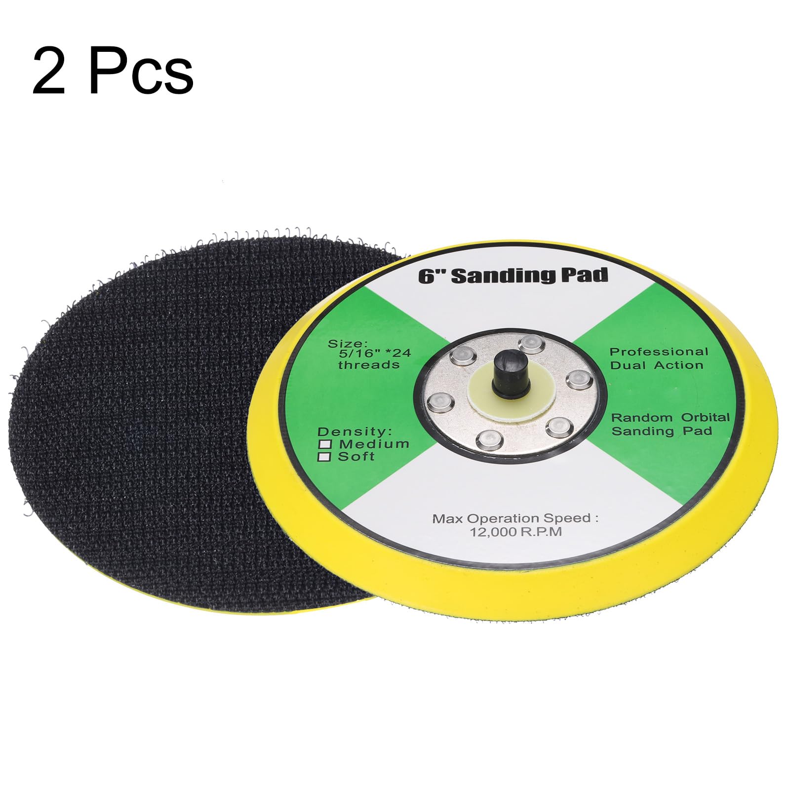 Sourcingmap 6 Inch Hook and Loop Backing Sanding Pads with 5/16"-24 Thread for Diamond Sanding Finishing Polishing Buffing Pads - Image 3
