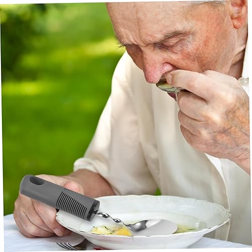 Miniatura 5 de Cabilock Juego de cubiertos adaptables de 3 piezas con diseño de batido, tenedor, cuchara cuchillo para ancianos temblores de mano discapacitados