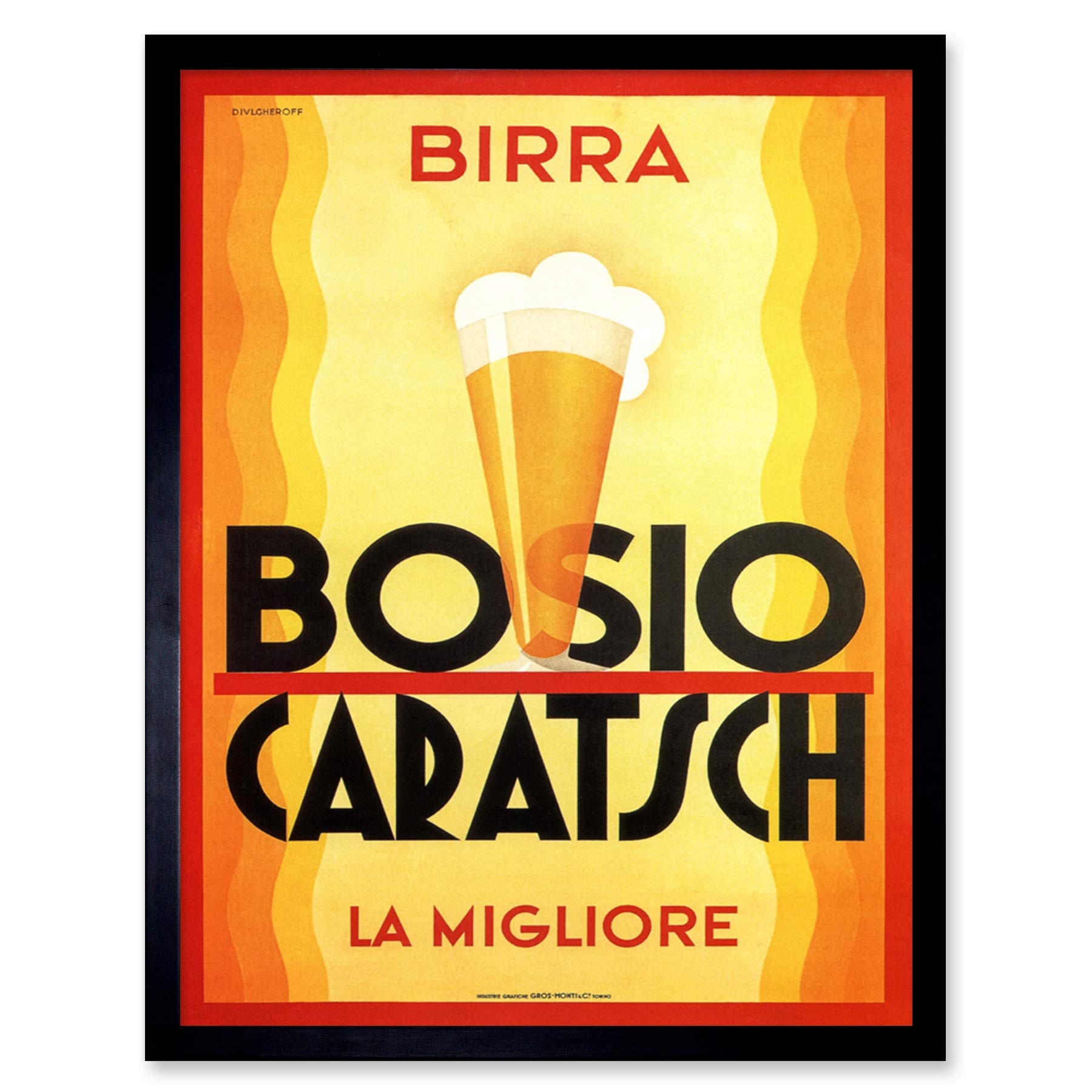 Wee Blue Coo Alcohol Beer Bosio Caratsch Italy Vintage Art Print Framed Poster Wall Decor 12x16 inch