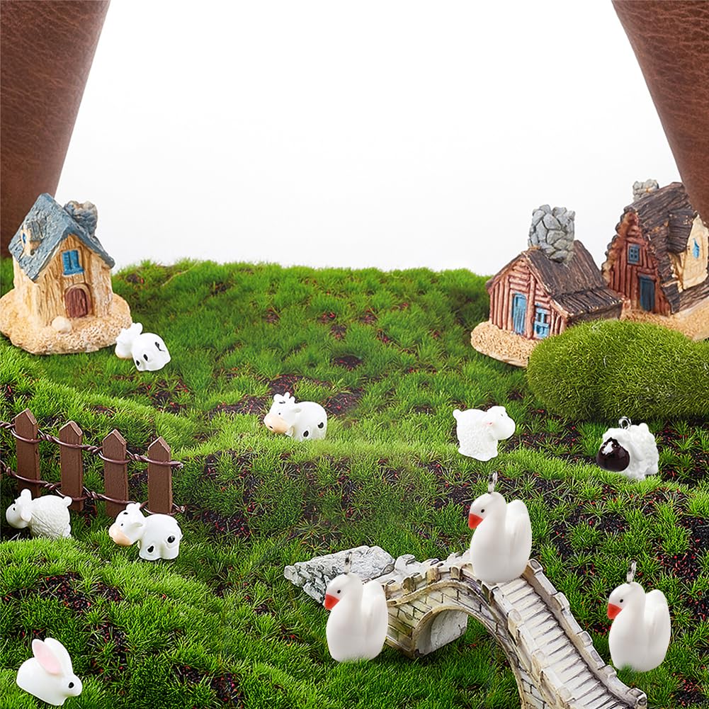 SUNNYCLUE 60Pcs Miniature Animal Figurines - 6 Styles (Sheep, Rabbit, Cow, Duck, Elephant), Resin For Fairy Gardens - View #11