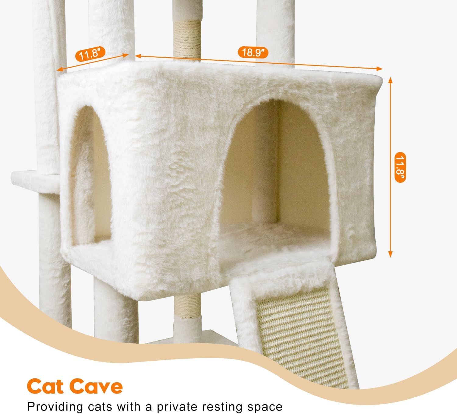 82" Tall Cat Tree,Giant Cat Tree for Indoor Cats Large Adult, Heavy Duty Cat Tree Tower, Extra Large Cat Trees with Scratching Posts, Cat Condos, Hammock,Top Perch,Ramp (Beige)