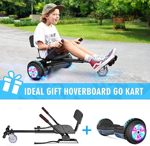 Miniatura 2 de Hoverboard con accesorio de asiento  Kit de conversión Go Kart  Ruedas de 6.5 pulgadas para niños y adultos Hover Board con luces de altavoz