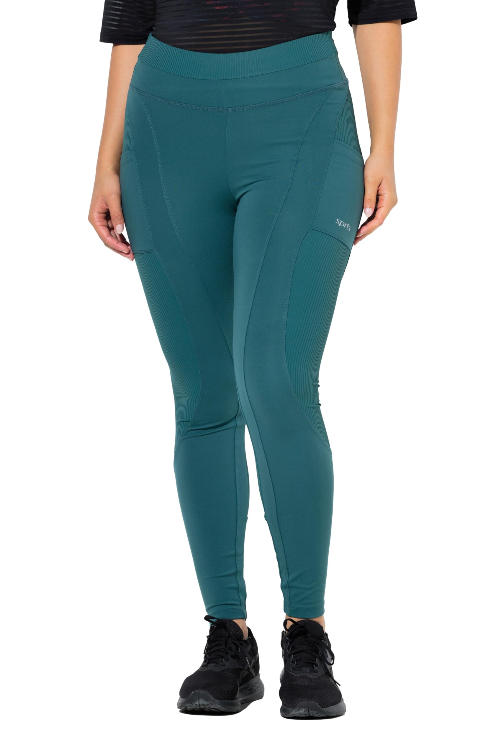 Ulla Popken Damen große Größen Übergrößen Plus Size Sportleggings, High Waist, recycelt 845588