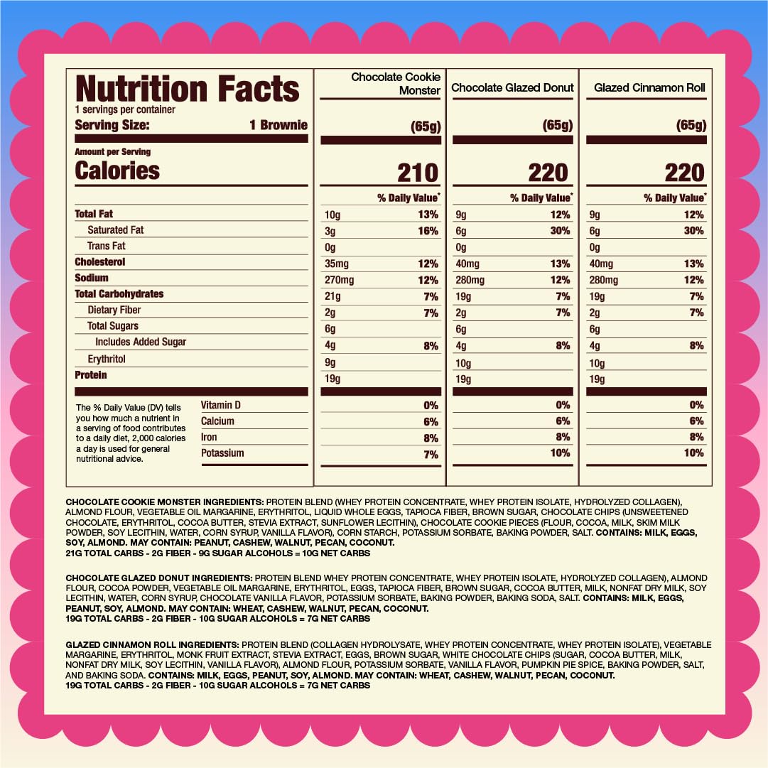 Prime Bites, snack ad alto contenuto proteico per brownie, a basso contenuto di carboidrati, confezione da 12 pezzi | 19 g di proteine, 5 g di collagene, senza glutine, dolcetto a basso contenuto di zuccheri, delizioso snack proteico