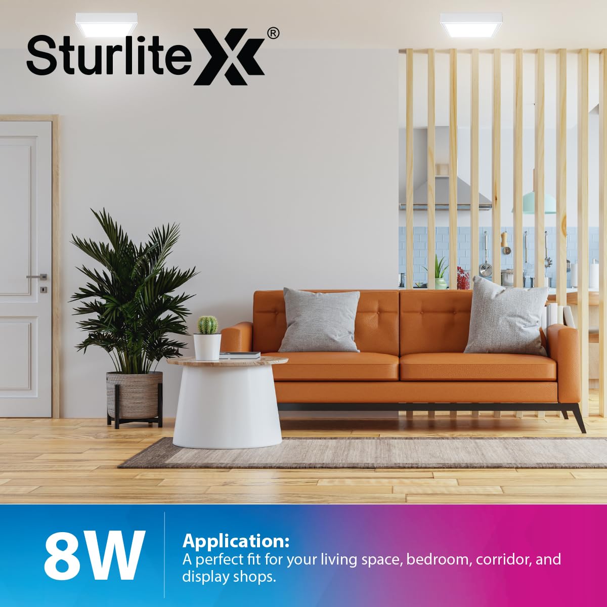 Sturlite S-FIT 8W Square LED Surface Light| 6500k Cool White Color Temperature| 640 Lumens with CRI Tech for Accurate Color Representation - (Pack of 4) 4