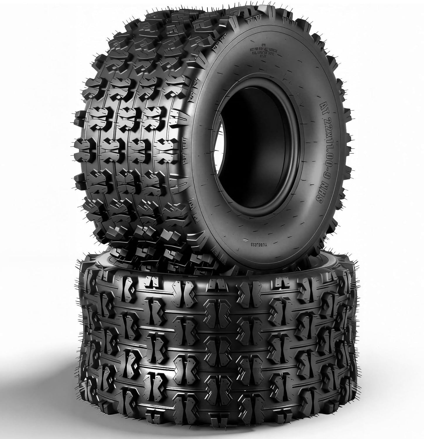 TRIBLE SIX 22x11-9 ATV/UTV Tires Set of 2, 6PR 22x11x9 All-Terrain Mud & Trail Tires, Tubeless, Puncture Resistant, Non-Directional Tread