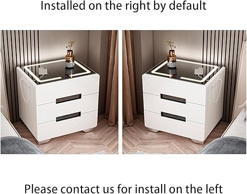 Miniatura 7 de Moderna mesita de noche con luz LED, mesita de noche con 2 y 3 cajones de almacenamiento, mesa auxiliar para muebles de dormitorio, moderna mesita