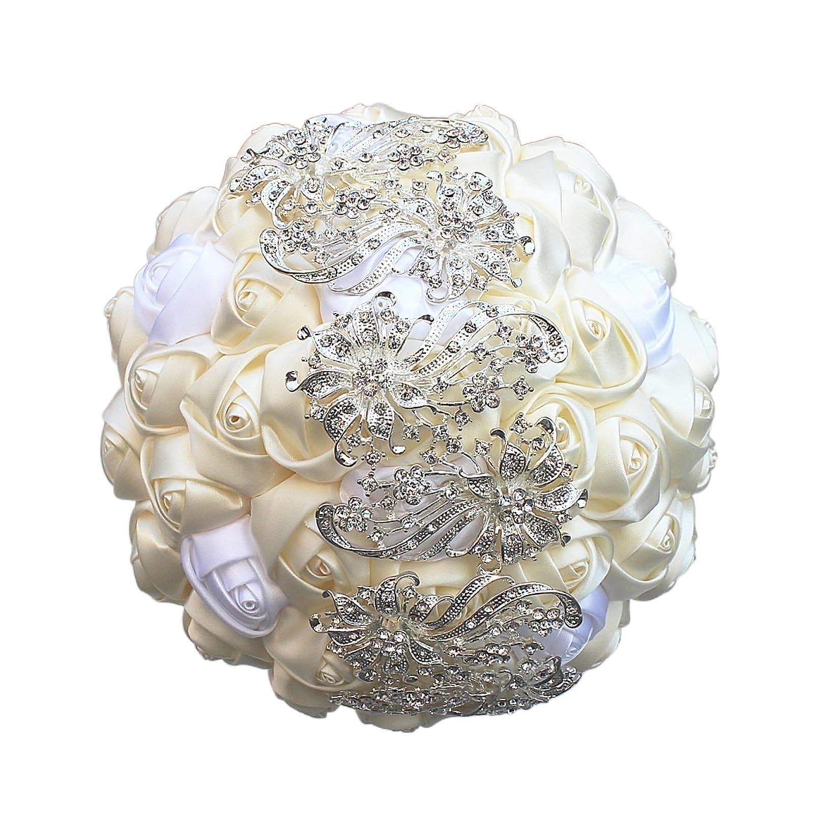 DAVBIR 100% bukiet ślubny kość słoniowa kremowy kwiat diamentowa broszka bukiet ślubny kryształowe ściegiem bukiety perfection (Color : 18cm choose color)