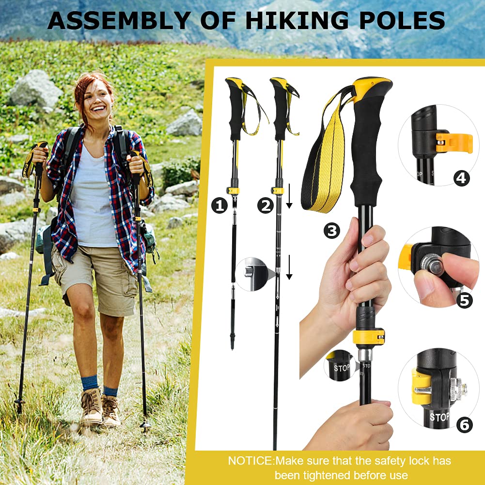 Bastoncini Trekking Overmont Pieghevoli E Regolabili: Ultraleggeri, Con Punte Per Neve E Fango, Ideali Per Escursioni