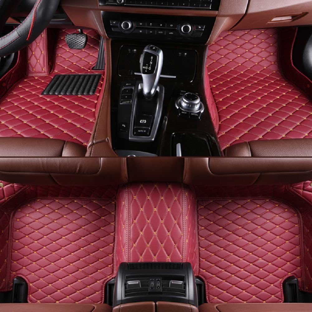 ALANO Car Floor Mat, Custom Fit Luxury Leather Waterproof 3D Full Coverage Car Floor Mats for Mercedes Benz G Class G350 G500 G550 G55 G63 G65 Wine