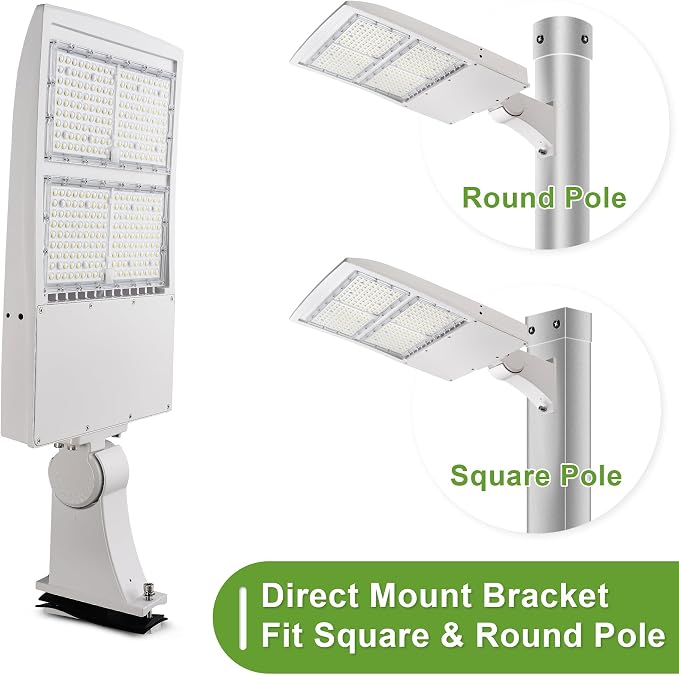 Luz LED para estacionamiento 480V 300W, luz de área ajustable de 200W/240W/300W, 42.000 lúmenes, 5000K, voltaje alto 277-480V, regulable 1-10V, con protección contra sobretensión, reemplaza lámparas MH de 1000W, certificada UL miniatura 4