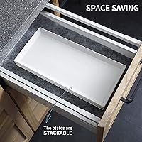 Vista 8 de Sweese Platos de servir blancos, bandejas de porcelana para fiestas, platos rectangulares de 15.5 pulgadas, juego de 4