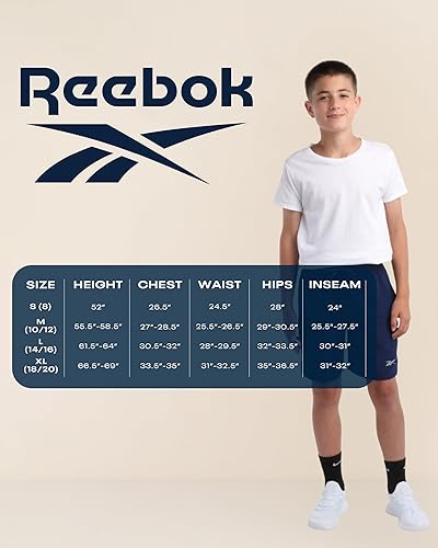 Miniatura 7 de Reebok Pantalones cortos deportivos para niños, paquete de 2 unidades de pantalones cortos de rizo francés de rendimiento activo para baloncesto,
