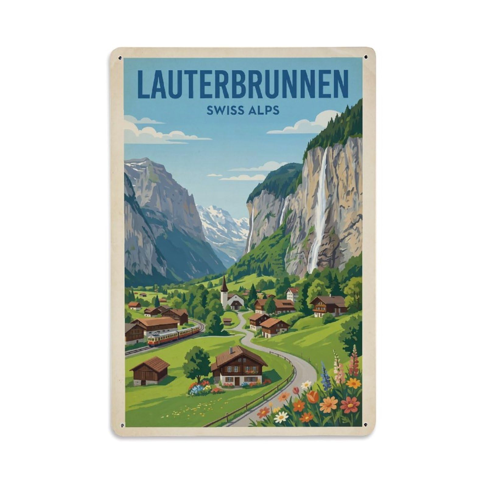 Gead 8X12inch Style Vintage Travel Switzerland Scenic Landscape Metal Tin Sign