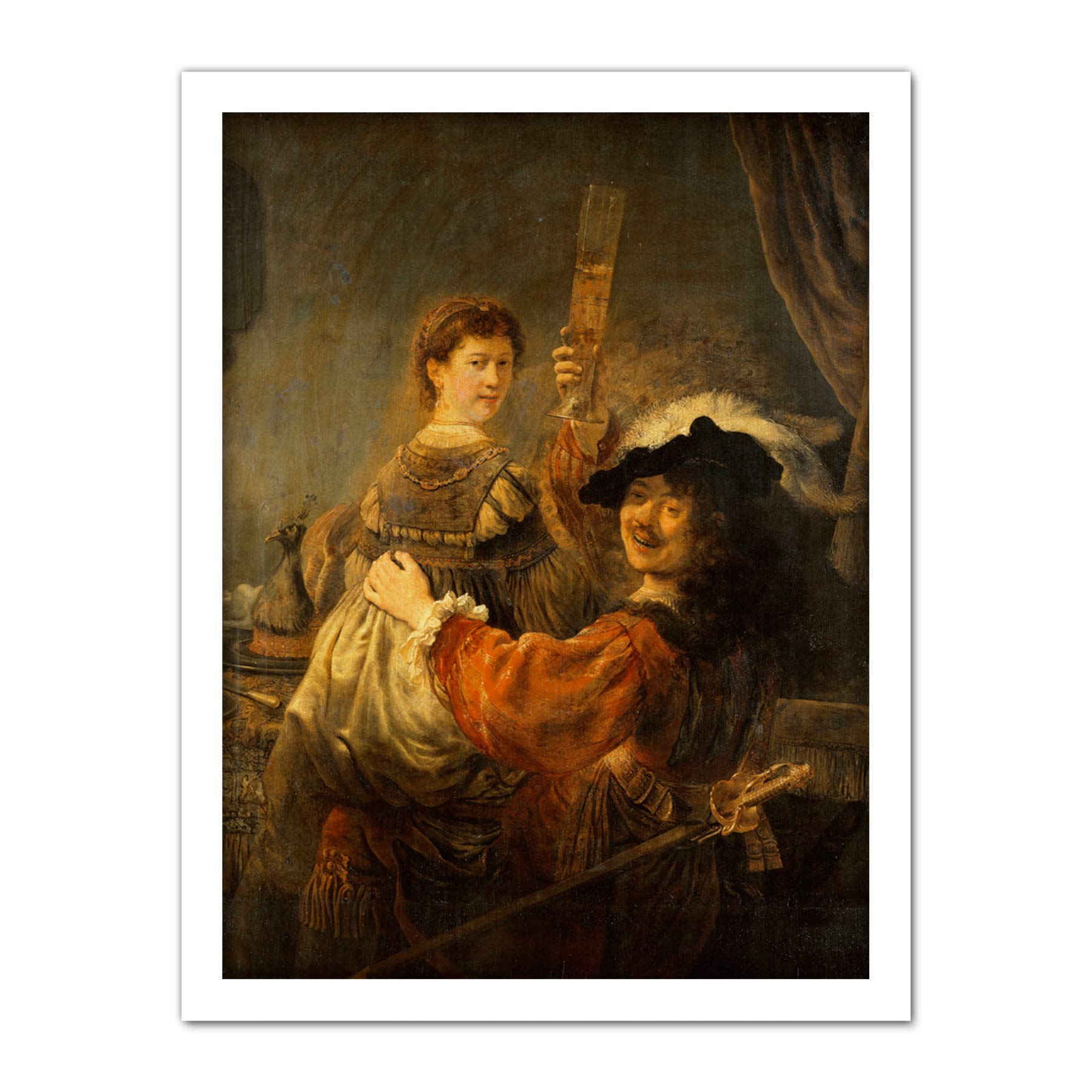 Rembrandt & Saskia In The Scene Of The Prodigal Son Large Framed Art Print Poster Wall Decor 18x24