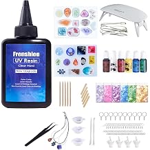 Frenshion UV Resin Kit with Lamp,106Pcs Resin Kit with 100g Low Viscosity Hard Faster Cure UV Resin, Color Pigment, Resin Accessories, UV Resin Starter Kit for Jewelry Making