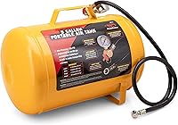 TOOLUXE 30010L 5 Gallon Portable Air Tank - 125 PSI Horizontal Compressor Tank w/ 40" NPT Hose, Chuck & 140 PSI Safety Valve