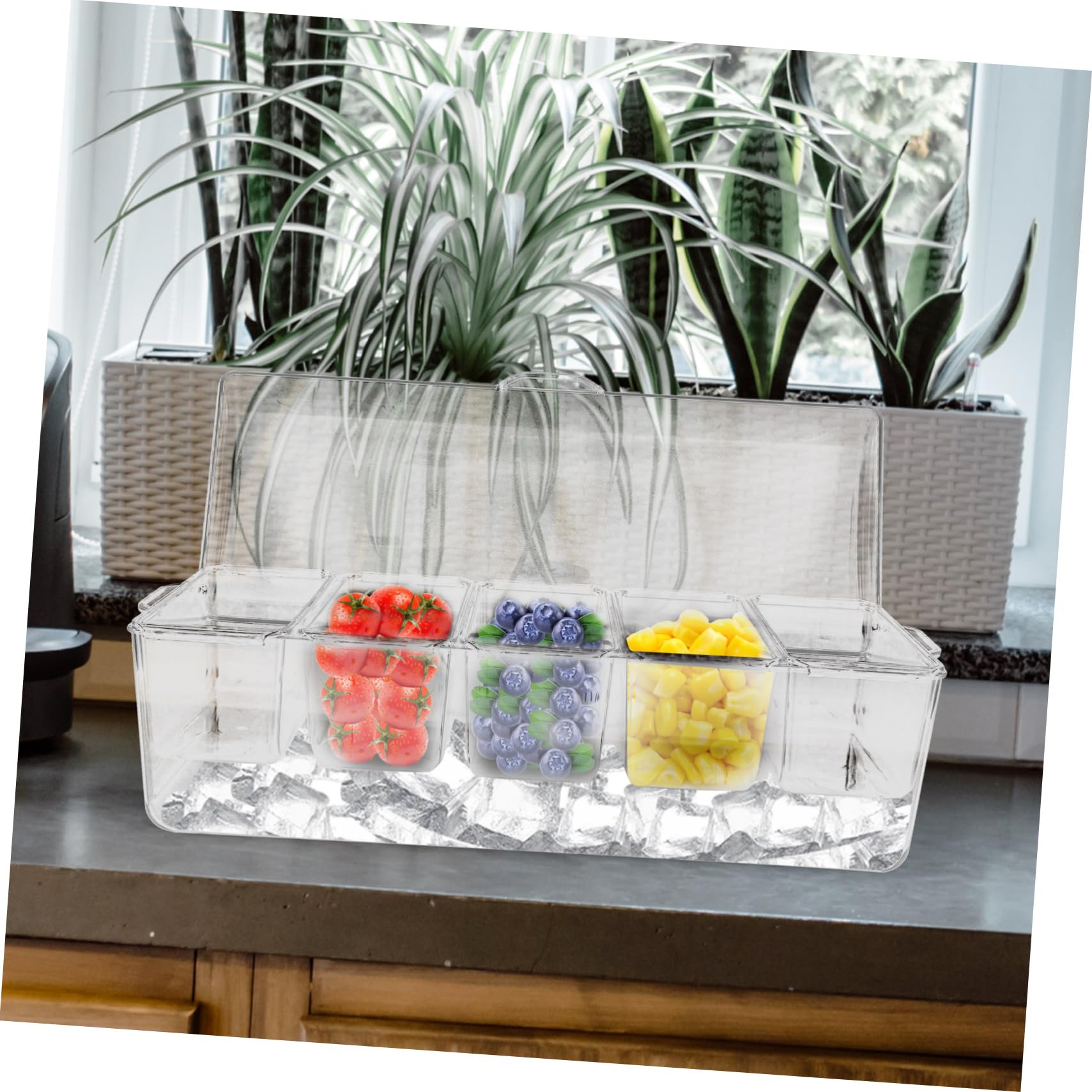 Boîte de Rangement Salade à 5 Compartiments en Plastique Grosse Capacité