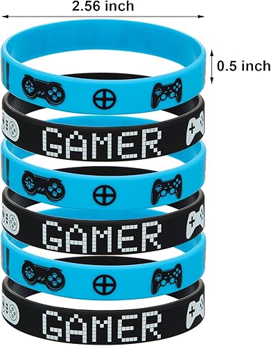 Miniatura 2 de JOVITEC 48 bandas para fiestas de juegos, pulsera de goma para videojuegos, suministros de pulseras de fiesta de video